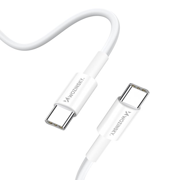 Wozinsky GaN 65W Charger with 2xUSB-C USB Ports with 65W CC Cable - White 1