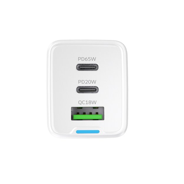 Wozinsky GaN 65W Charger with 2xUSB-C USB Ports with 65W CC Cable - White 4