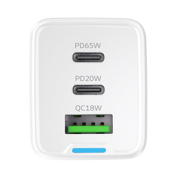 Wozinsky GaN 65W Charger with 2xUSB-C USB Ports with 65W CC Cable - White 2