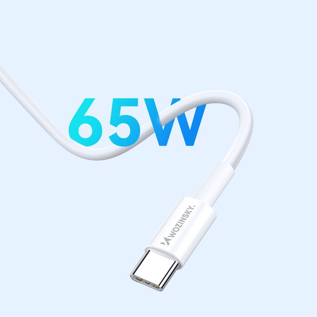Wozinsky GaN 65W Charger with 2xUSB-C USB Ports with 65W CC Cable - White 9