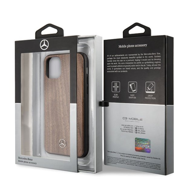 Mercedes MEHCN65VWOLB iPhone 11 Pro Max hard case brązowy/brown Wood Line Walnut 10