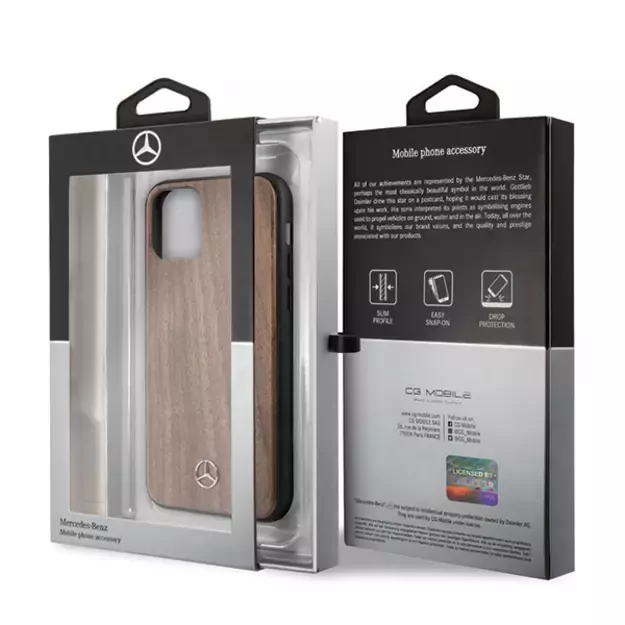 Mercedes MEHCN65VWOLB iPhone 11 Pro Max hard case brązowy/brown Wood Line Walnut 5