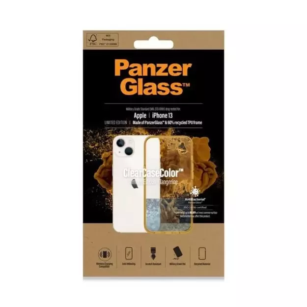 PanzerGlass ClearCase antibacterial case with Military Grade certificate for iPhone 13 / 14 / 15 - transparent yellow 5
