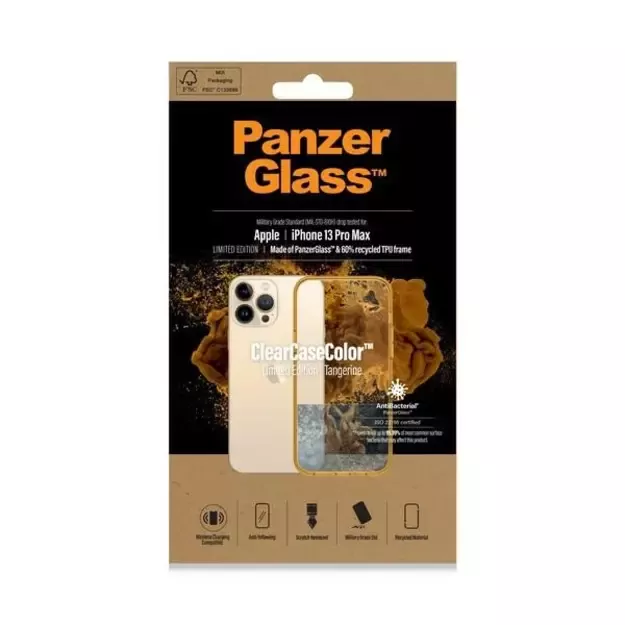 PanzerGlass ClearCase Antibacterial Military Grade Certified Case for iPhone 13 Pro Max - Transparent Yellow 10