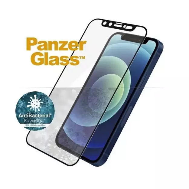 PanzerGlass E2E Microfracture Antibacterial Glass with Swarovsky Crystal Camera Cover for iPhone 12 mini - with Black Frame 4