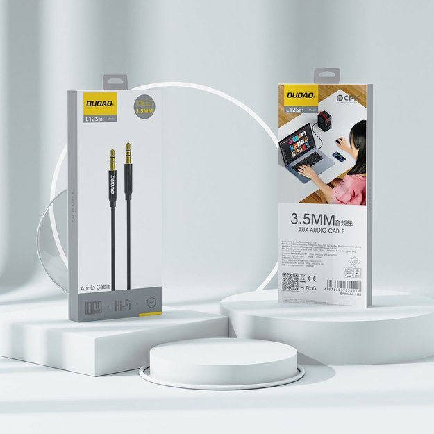 Dudao L12S AUX cable mini jack 3.5mm 1m 3-pole stereo - black 7