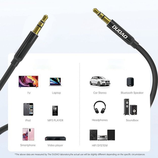 Dudao L12S AUX cable mini jack 3.5mm 1m 3-pole stereo - black 6