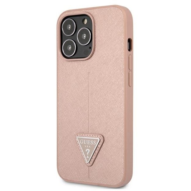 Guess GUHCP13LPSATLP iPhone 13 Pro / 13 6.1&quot  pink/pink hardcase SaffianoTriangle Logo 1