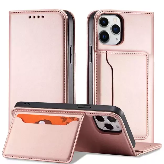 Magnet Card Case for iPhone 12 Pro Max Pouch Card Wallet Card Holder Pink 13