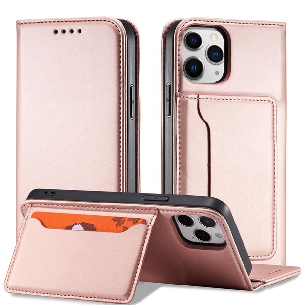 Magnet Card Case for iPhone 12 Pro Max Pouch Card Wallet Card Holder Pink 1