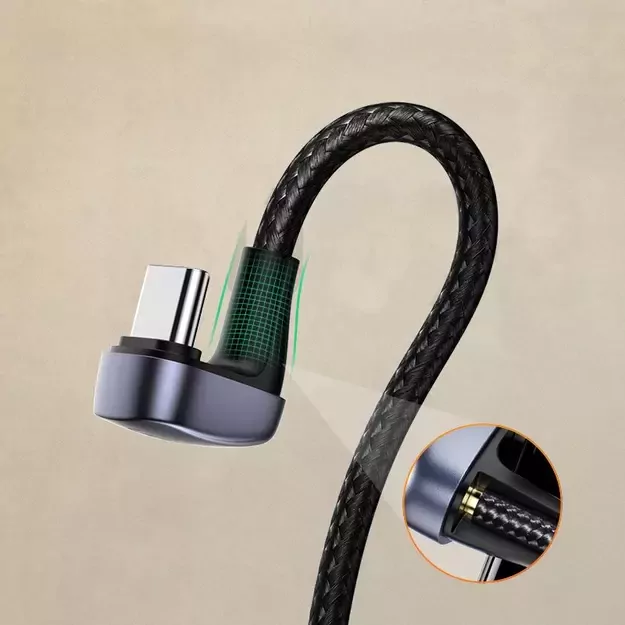 Ugreen nylon angled cable USB - USB Type C cable 2 m 3 A 18 W Quick Charge AFC FCP for gamers gray (70315) 5