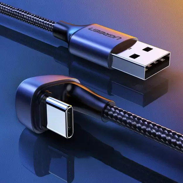 Ugreen nylon angled cable USB - USB Type C cable 2 m 3 A 18 W Quick Charge AFC FCP for gamers gray (70315) 6
