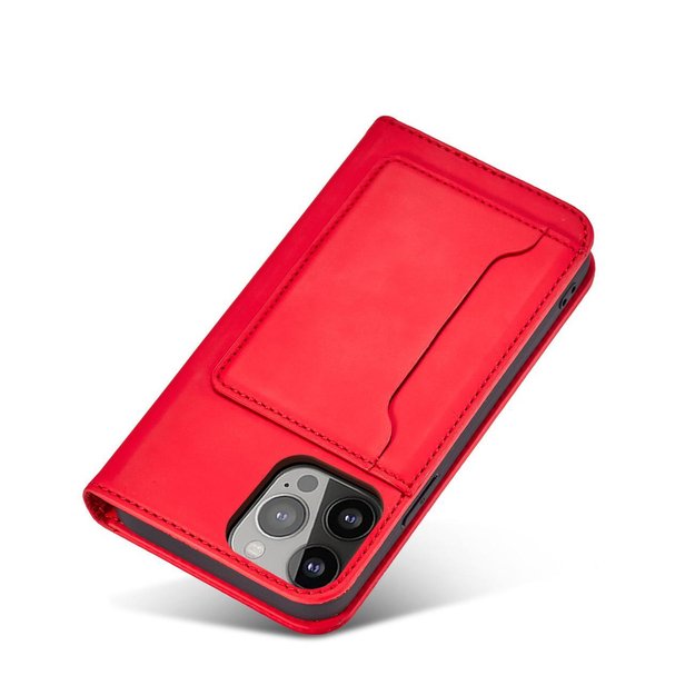 Magnet Card Case for iPhone 13 Pro Max Pouch Card Wallet Card Holder Red 7