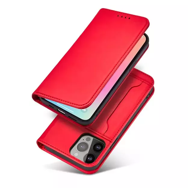 Magnet Card Case for iPhone 13 Pro Max Pouch Card Wallet Card Holder Red 14