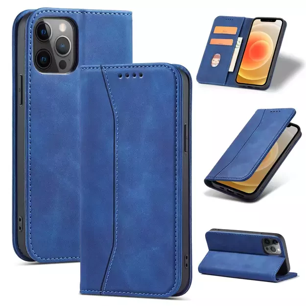 Magnet Fancy Case Case for iPhone 12 Pro Max Pouch Card Wallet Card Stand Blue 12
