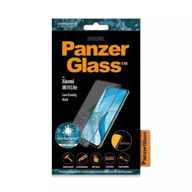 PanzerGlass E2E Regular tempered glass for Xiaomi Mi 11 Lite 5G antibacterial - with black frame 2