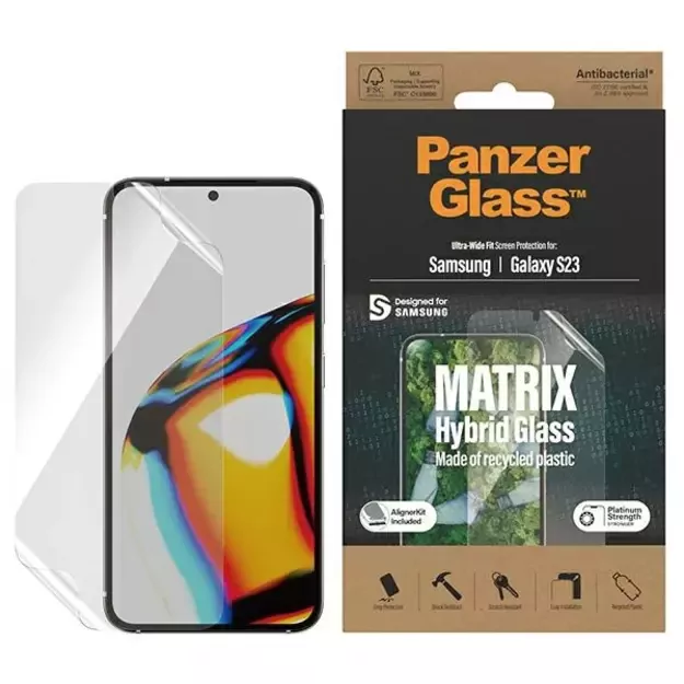 PanzerGlass Matrix hybrid glass with positioner for Samsung Galaxy S23