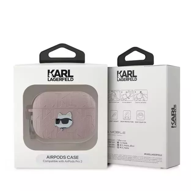 Karl Lagerfeld Monogram Choupette Head case for AirPods Pro 2 - pink 6