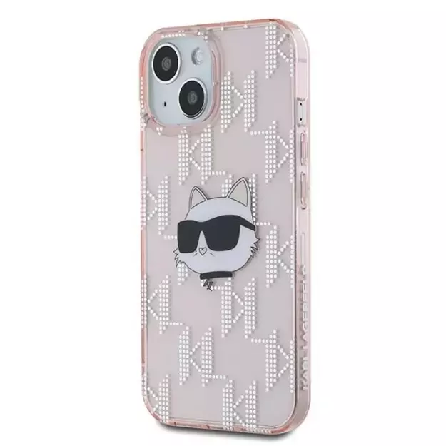 Karl Lagerfeld IML Choupette Head &amp  Monogram case for iPhone 14 / 15 / 13 - pink 8
