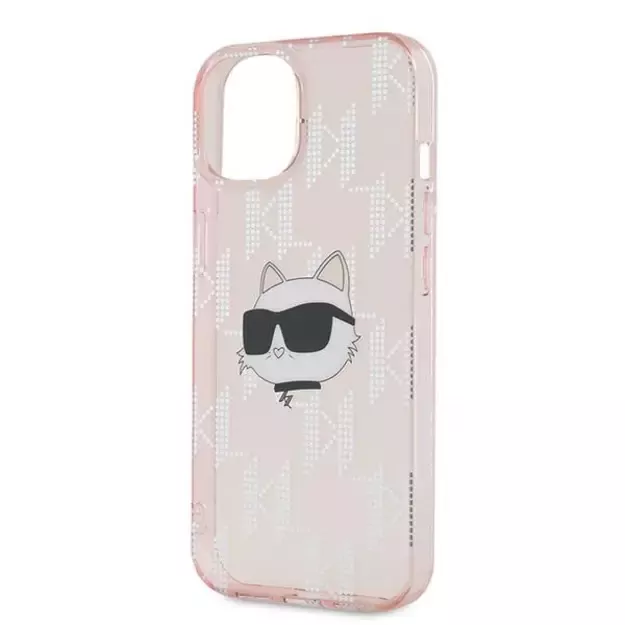 Karl Lagerfeld IML Choupette Head &amp  Monogram case for iPhone 14 / 15 / 13 - pink 12