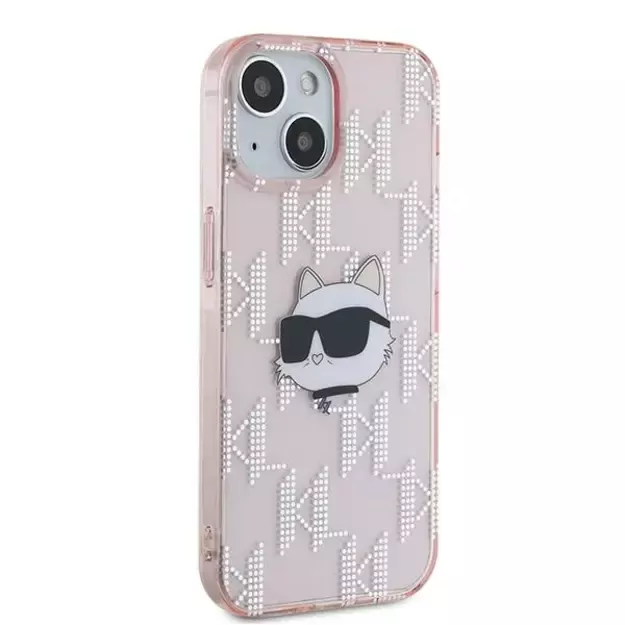 Karl Lagerfeld IML Choupette Head &amp  Monogram case for iPhone 14 / 15 / 13 - pink 10