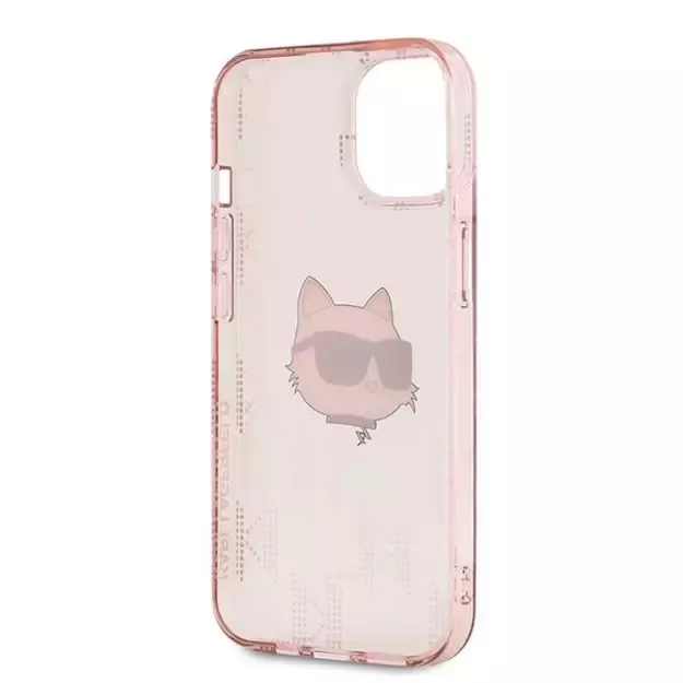 Karl Lagerfeld IML Choupette Head &amp  Monogram case for iPhone 14 / 15 / 13 - pink 13