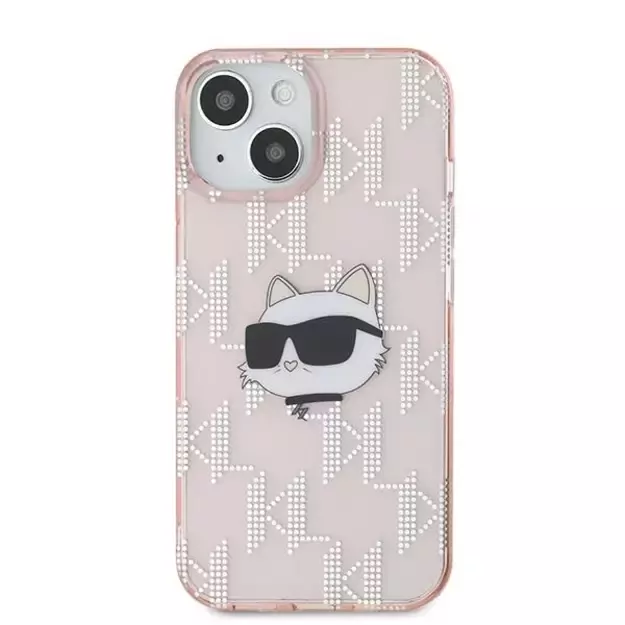 Karl Lagerfeld IML Choupette Head &amp  Monogram case for iPhone 14 / 15 / 13 - pink 9