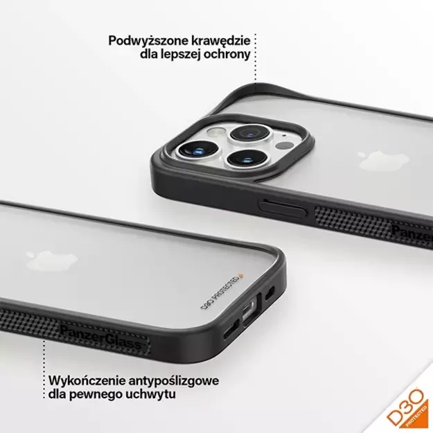 Military Grade Certified PanzerGlass ClearCase iPhone 15 Pro Case - Transparent &amp  Black 10