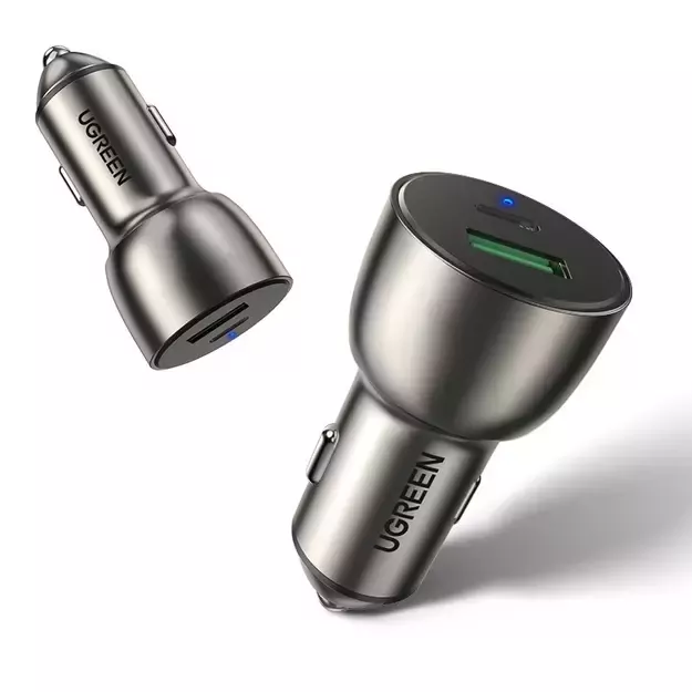 Ugreen Car Charger USB / USB Type C Quick Charge 3.0 Power Delivery 36W 3A Gray (CD213 60980) 1