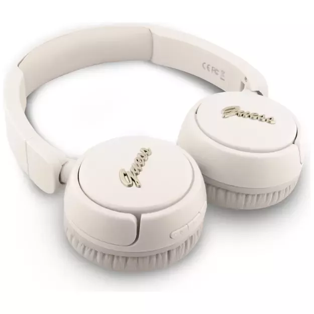 Guess Metal Logo Script Over-Ear Headphones - Beige 2