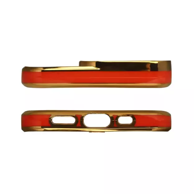 Fashion Case for iPhone 12 Pro Max Gold Frame Gel Cover Red 1