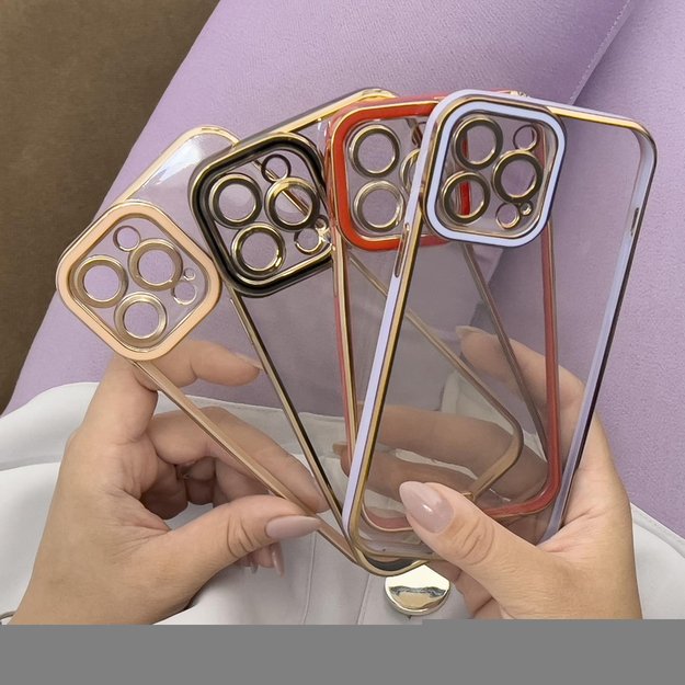 Fashion Case for iPhone 12 Pro Max Gold Frame Gel Cover Red 11