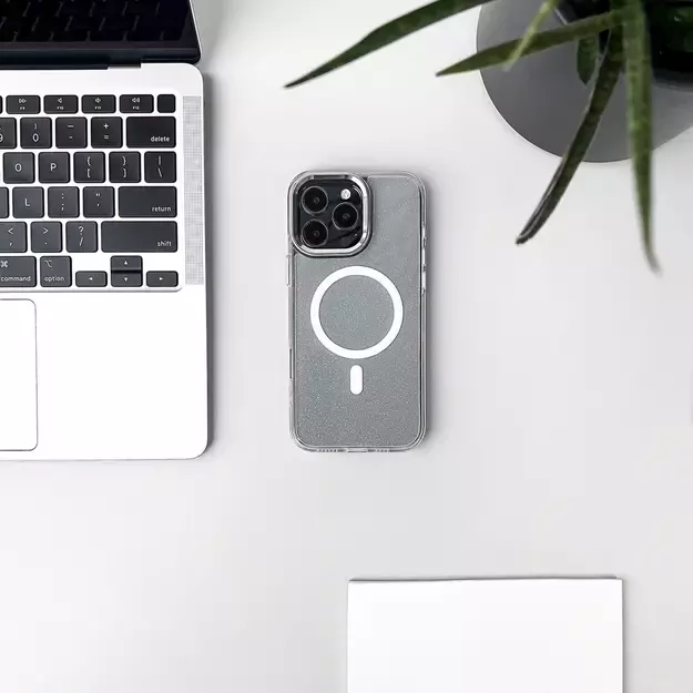 Glitter Case MagSafe for iPhone 16 Pro - white with glitter 7