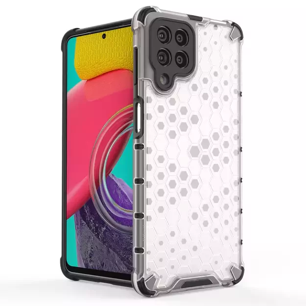 Honeycomb case armored cover with a gel frame for Samsung Galaxy M53 5G transparent 1