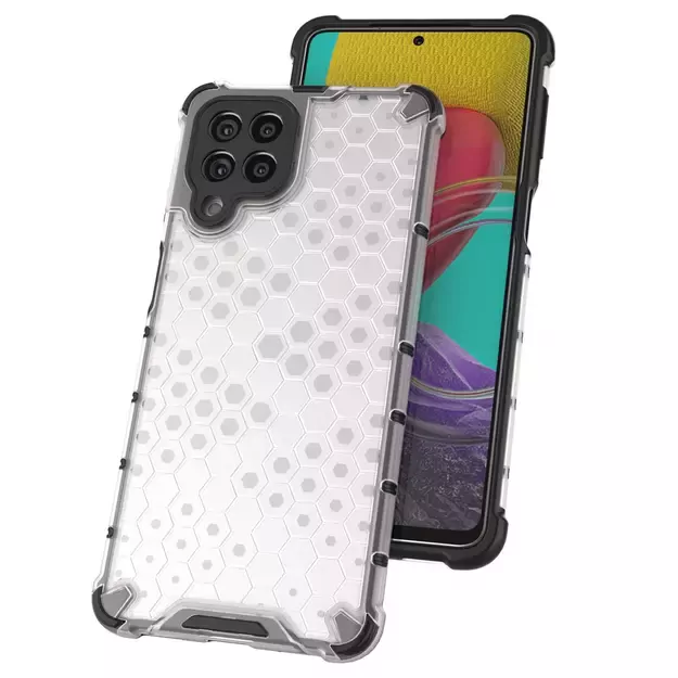 Honeycomb case armored cover with a gel frame for Samsung Galaxy M53 5G transparent 10