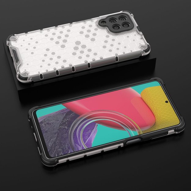 Honeycomb case armored cover with a gel frame for Samsung Galaxy M53 5G transparent 38