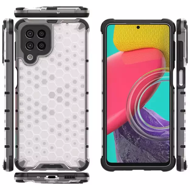 Honeycomb case armored cover with a gel frame for Samsung Galaxy M53 5G transparent 28
