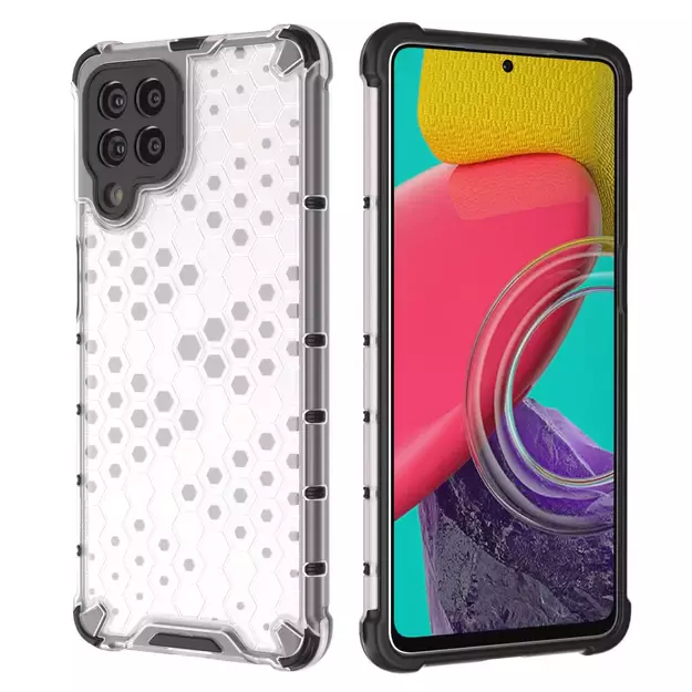 Honeycomb case armored cover with a gel frame for Samsung Galaxy M53 5G transparent 34