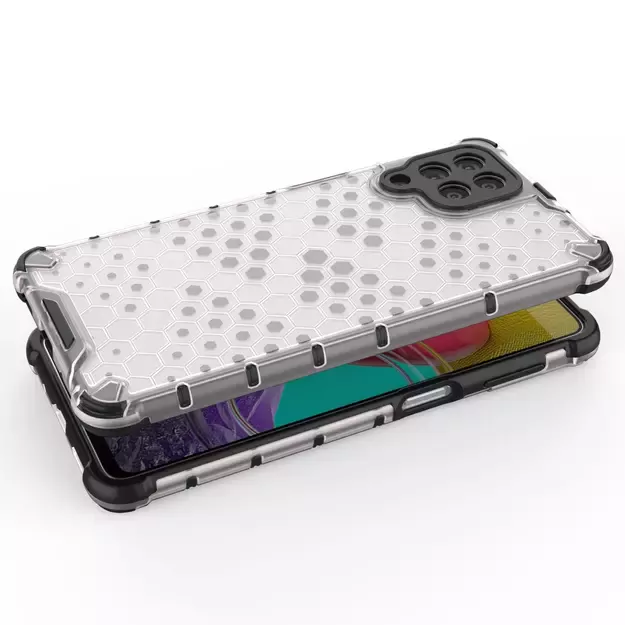 Honeycomb case armored cover with a gel frame for Samsung Galaxy M53 5G transparent 4