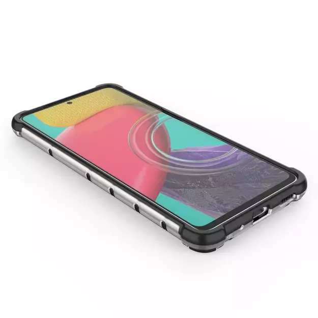 Honeycomb case armored cover with a gel frame for Samsung Galaxy M53 5G transparent 16