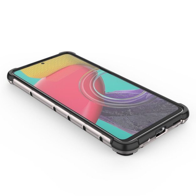 Honeycomb case armored cover with a gel frame for Samsung Galaxy M53 5G transparent 19