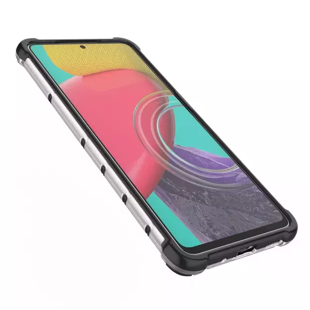 Honeycomb case armored cover with a gel frame for Samsung Galaxy M53 5G transparent 14