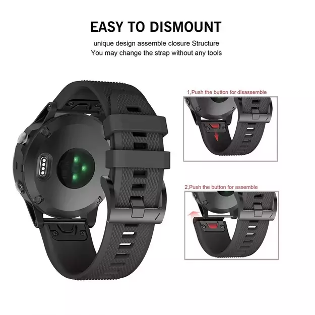 Tech-Protect Smooth Strap for Garmin Fenix 3 / 5X / 3HR / 5X Plus / 6X / 6X Pro / 7X - Black 9