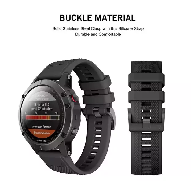 Tech-Protect Smooth Strap for Garmin Fenix 3 / 5X / 3HR / 5X Plus / 6X / 6X Pro / 7X - Black 8