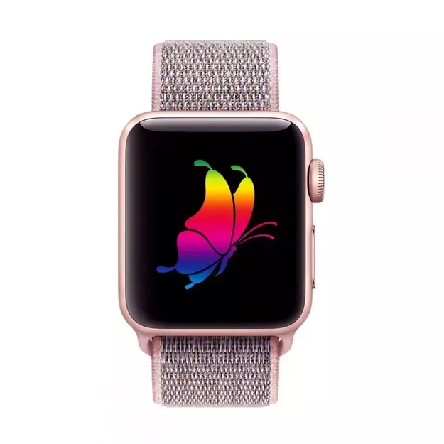 Tech-Protect Nylon Strap for Apple Watch 4 / 5 / 6 / 7 / 8 / 9 / SE (38/40/41 mm) - Pink 1