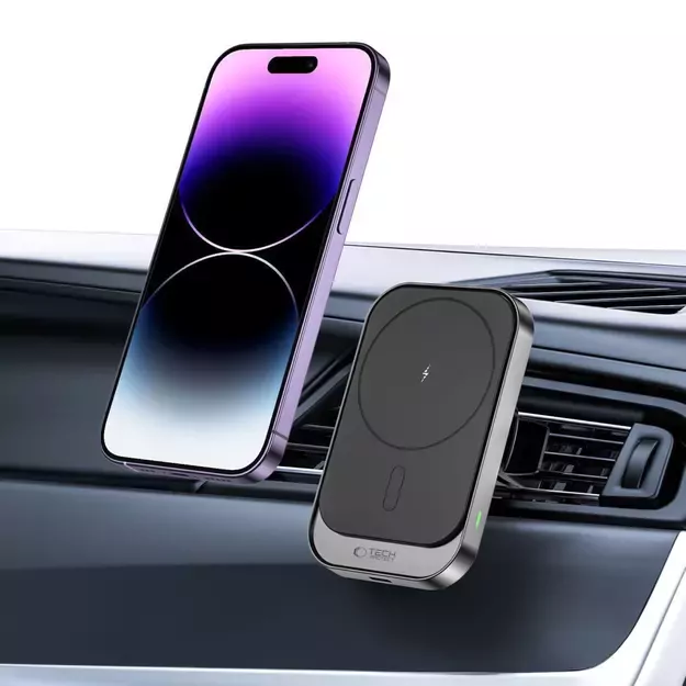 Tech-Protect CW19 MagSafe magnetic car holder with 15W inductive charger for air vent - black 4