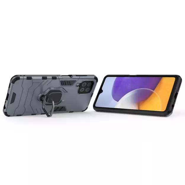 Ring Armor Case Kickstand Tough Rugged Cover for Samsung Galaxy A22 4G blue 5