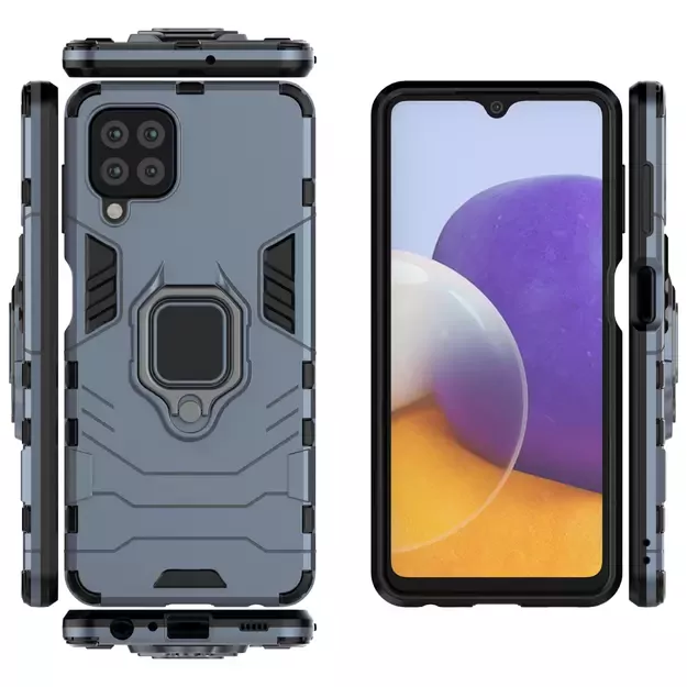 Ring Armor Case Kickstand Tough Rugged Cover for Samsung Galaxy A22 4G blue 3