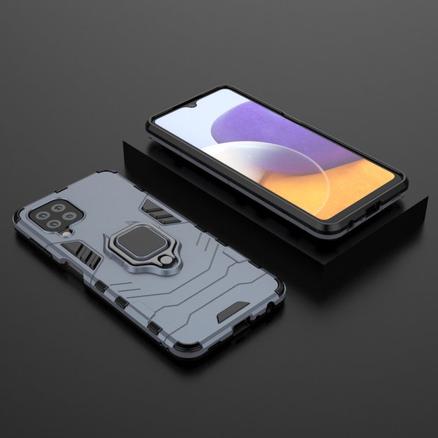 Ring Armor Case Kickstand Tough Rugged Cover for Samsung Galaxy A22 4G blue 16