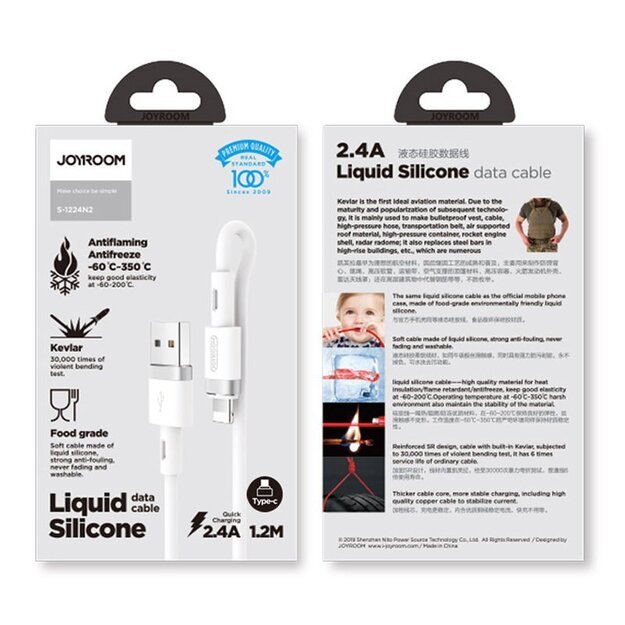 Joyroom Liquid Silicone Data Cable N2 USB-A / Lightning 2.4A 1.2m - White 12